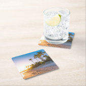 熱帯ビーチ|のドミニカ共和国の日没 スクエアペーパーコースター (インサイチュ)