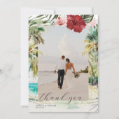 熱帯ビーチ |の結婚写真 サンキューカード (正面)