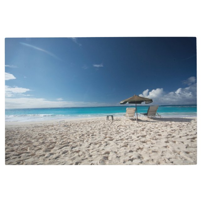 熱帯ビーチ |アンギラ，サンディビーチ メタルプリント (正面)
