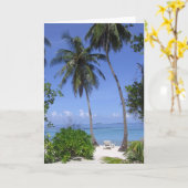 熱帯ビーチ カード (黄色い花)