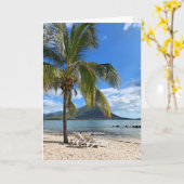 熱帯ビーチ カード (黄色い花)