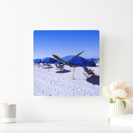 熱帯ビーチ |クリアウォーター、フロリダ スクエア壁時計 (ホーム)