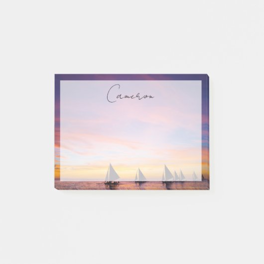 熱帯ビーチ |サンセットセーリングボート、フィリピン ポストイット (正面)