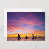 熱帯ビーチ |サンセットセーリングボート、フィリピン ポストカード (正面/裏面)