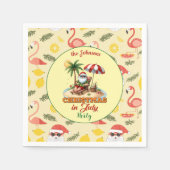 熱帯ビーチ&サンタクリスマス7月パーティー スタンダードカクテルナプキン (正面)