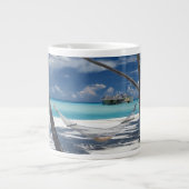 熱帯ビーチ |サンディビーチ、モルディブ ジャンボコーヒーマグカップ (正面)