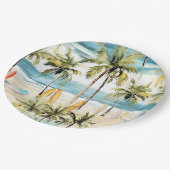 熱帯ビーチ（サーフボード付き） ペーパープレート (アングル)