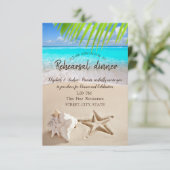 熱帯ビーチ、シースター、シーシェルリハーサルディナー 招待状 (スタンド正面)