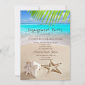 熱帯ビーチ、シースター、シーシェル婚約 招待状 (正面)