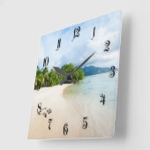 熱帯ビーチ スクエア壁時計 (傾斜)