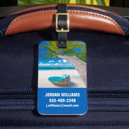 熱帯ビーチ |トロピカルランドスケープビーチスイング ラゲッジタグ (正面インサイチュ2)
