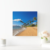 熱帯ビーチ |ハワイ州，マウイ，ワイレア スクエア壁時計 (ホーム)