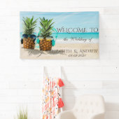 熱帯ビーチ，パイナップル結婚ズのバナー 横断幕 (インサイチュ)
