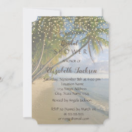 熱帯ビーチ,パーム,ストリングライトブライダルシャワー 招待状