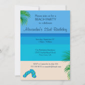 熱帯ビーチ&ビーチサンダル誕生日パーティー 招待状 (正面)