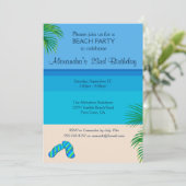 熱帯ビーチ&ビーチサンダル誕生日パーティー 招待状 (スタンド正面)