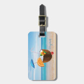 熱帯ビーチ、ブルースカイ、海サンド、ココナッツコクテール ラゲッジタグ (正面縦)