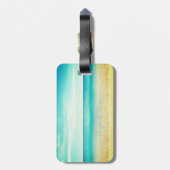 熱帯ビーチ、ブルースカイ、海砂、イルカ ラゲッジタグ (裏面縦)