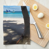 熱帯ビーチ |ホワイトビーチボラカイ島フィリピン キッチンタオル (四つ折り)