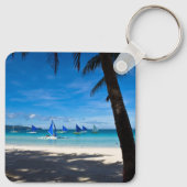熱帯ビーチ |ホワイトビーチボラカイ島フィリピン キーホルダー (裏面)