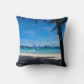熱帯ビーチ |ホワイトビーチボラカイ島フィリピン クッション (正面)