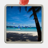 熱帯ビーチ |ホワイトビーチボラカイ島フィリピン メタルオーナメント (正面)