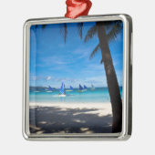 熱帯ビーチ |ホワイトビーチボラカイ島フィリピン メタルオーナメント (左)