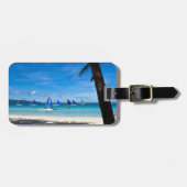 熱帯ビーチ |ホワイトビーチボラカイ島フィリピン ラゲッジタグ (正面横)