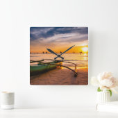 熱帯ビーチ |ボラカイのホワイトビーチ スクエア壁時計 (ホーム)