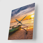 熱帯ビーチ |ボラカイのホワイトビーチ スクエア壁時計 (傾斜)