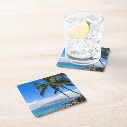 熱帯ビーチ |マウイ・ハワイ島 スクエアペーパーコースター (インサイチュ)