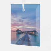 熱帯ビーチ |モルディブバンガローズ ガラスオーナメント (正面左)