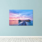 熱帯ビーチ |モルディブバンガローズ キャンバスプリント (インサイチュ (ウッドフロア))