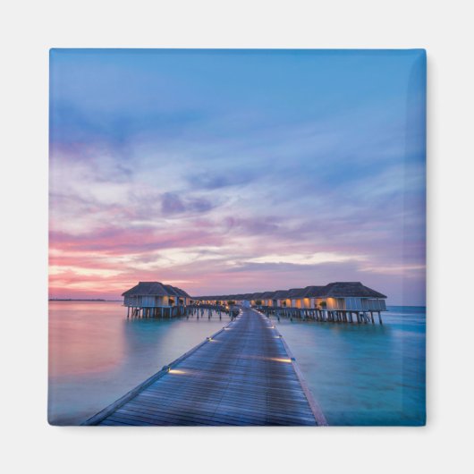 熱帯ビーチ |モルディブバンガローズ マグネット (正面)