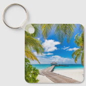 熱帯ビーチ |モルディブ島木造ジェットホテル キーホルダー (正面)
