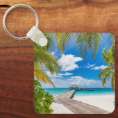 熱帯ビーチ |モルディブ島木造ジェットホテル キーホルダー (正面)