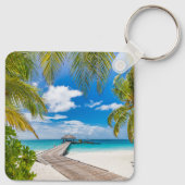 熱帯ビーチ |モルディブ島木造ジェットホテル キーホルダー (裏面)