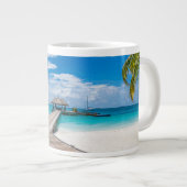 熱帯ビーチ |モルディブ島木造ジェットホテル ジャンボコーヒーマグカップ (正面右)