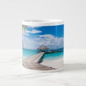 熱帯ビーチ |モルディブ島木造ジェットホテル ジャンボコーヒーマグカップ (正面)