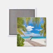 熱帯ビーチ |モルディブ島木造ジェットホテル マグネット (正面/裏面)