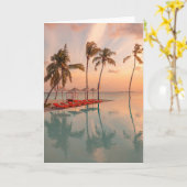 熱帯ビーチ |モルディブ熱帯ビーチ&プール カード (黄色い花)