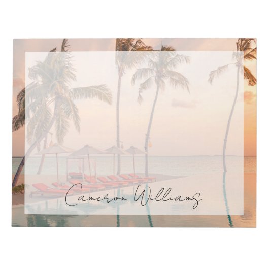 熱帯ビーチ |モルディブ熱帯ビーチ&プール ノートパッド (正面)