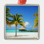 熱帯ビーチ |モルディブ、アイランド&ラグーン メタルオーナメント (正面)