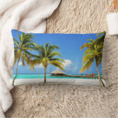 熱帯ビーチ |モルディブ、アイランド&ラグーン ランバークッション (ブランケット)