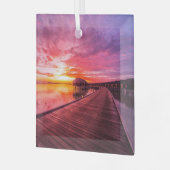 熱帯ビーチ |モルディブ・サンセット ガラスオーナメント (正面左)