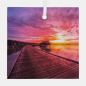 熱帯ビーチ |モルディブ・サンセット ガラスオーナメント (裏面)