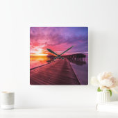 熱帯ビーチ |モルディブ・サンセット スクエア壁時計 (ホーム)