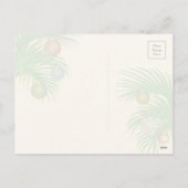 熱帯ビーチ、ヤシの木とビーチサンダルクリスマス シーズンポストカード (裏面)