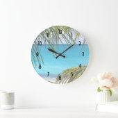 熱帯ビーチ（ヤシの葉） ラージ壁時計 (ホーム)