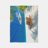 熱帯ビーチ |ラウンジチェアビーチ、ボラボラ フリースブランケット (正面)